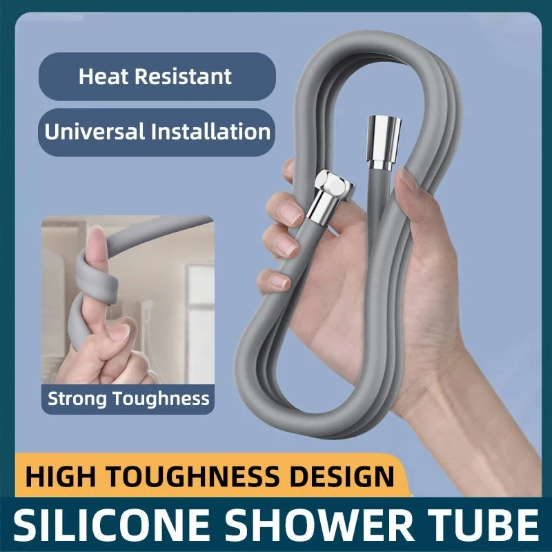 

1,5/2/3 м черный латексный шланг для насадки для душа, гибкая трубка, силиконовый мощный кран высокого давления, аксессуары для туалета и ванной комнаты