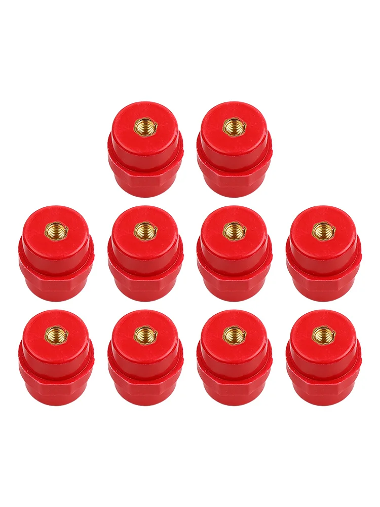 10pcs Red Resin SM-35 High And Low Voltage Ze-ro Line Row Post Insulator M8 High Strength Insulator For Distribution Box
