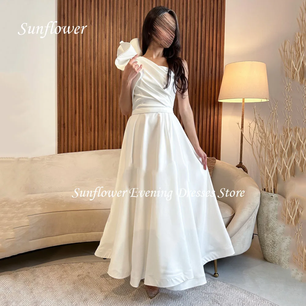 

Sunflower One-Shoulder Prom Gown A-LINE Evening Dress Saudi Arabia Slim Satin Party Dress 2023 Ankle-Length Prom Dress