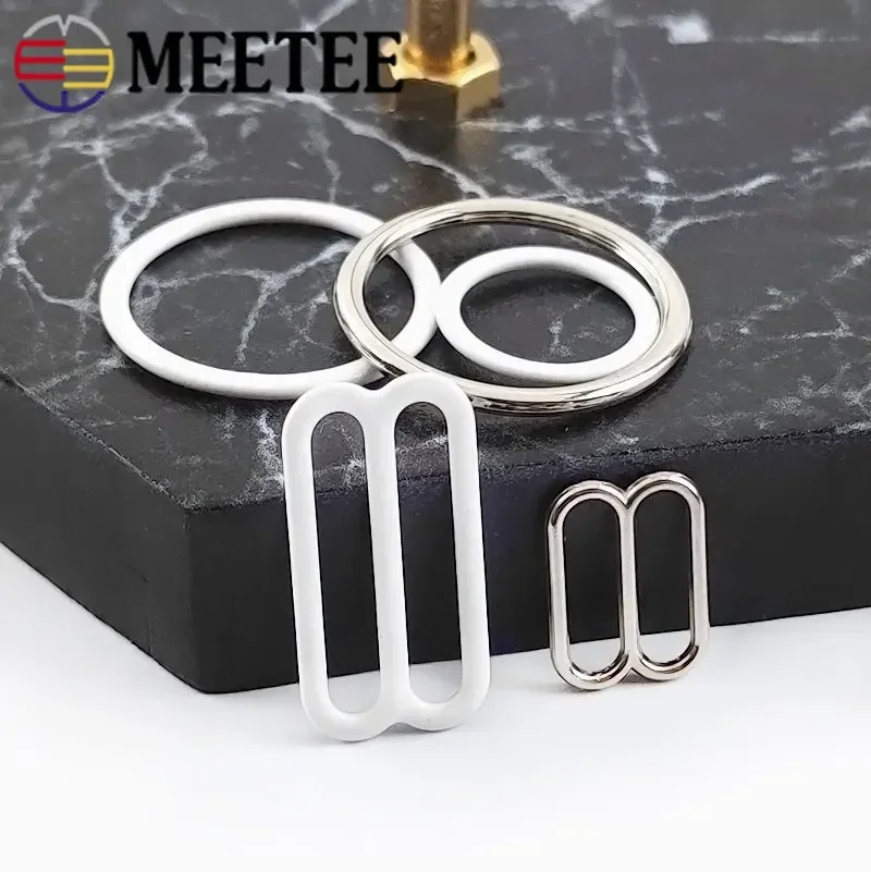 50Set 6-20mm Bra Bikini Buckle Metal Strap Buckles Underwear Sliders O D Rings Clasp Clothes Buttons Hook DIY Sewing Accessories