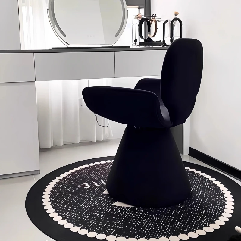 Cream Color Upholstered Swivel Vanity Stool Luxury Designer Makeup Chair for Women Dressing Table
