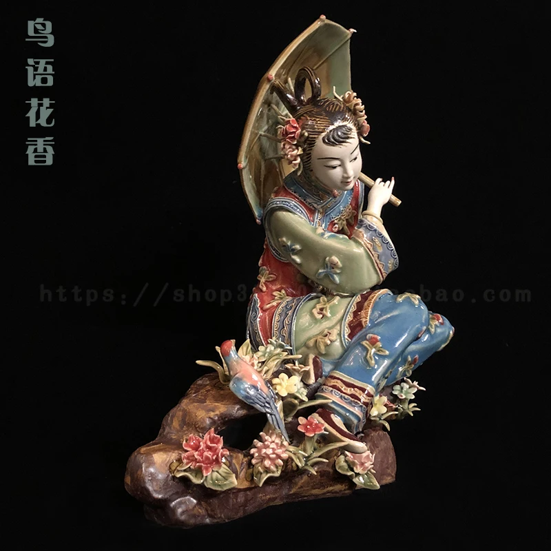 Handmade ceramic lady ornament handicraft jewelry creative home entrance TV cabinet classical beautiful woman