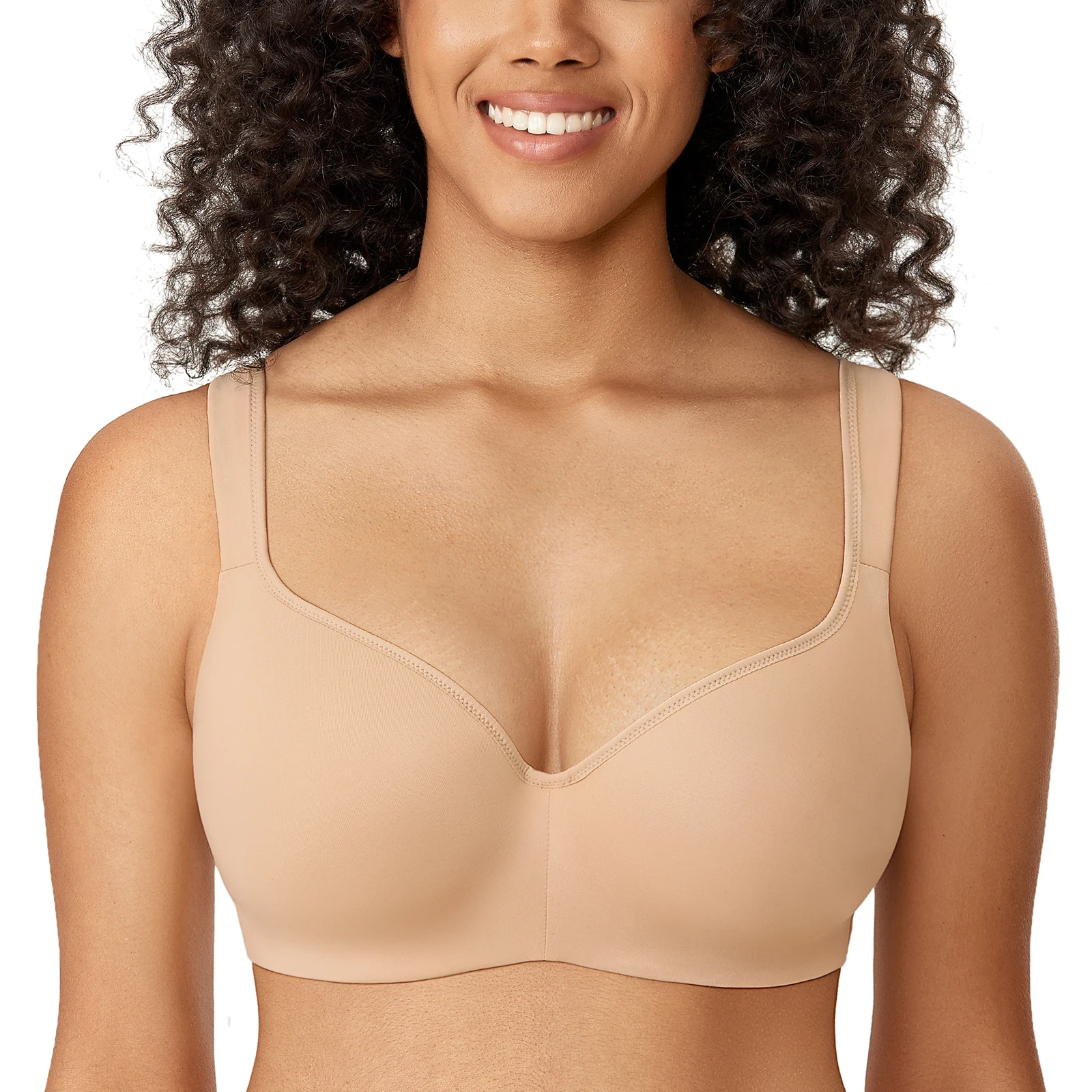 Women's Plus Size Balconette Bra Seamless Push Up Full Coverage Underwire Smooth Support Bras D E F G H