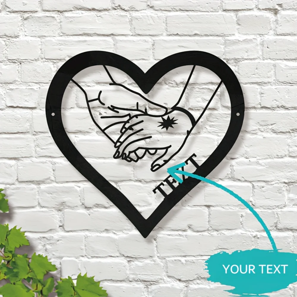 

Романтический настраиваемый металлический настенный декор с жестом любви, персонализированный знак в форме сердца для использования в помещении и на открытом воздухе и особых случаев