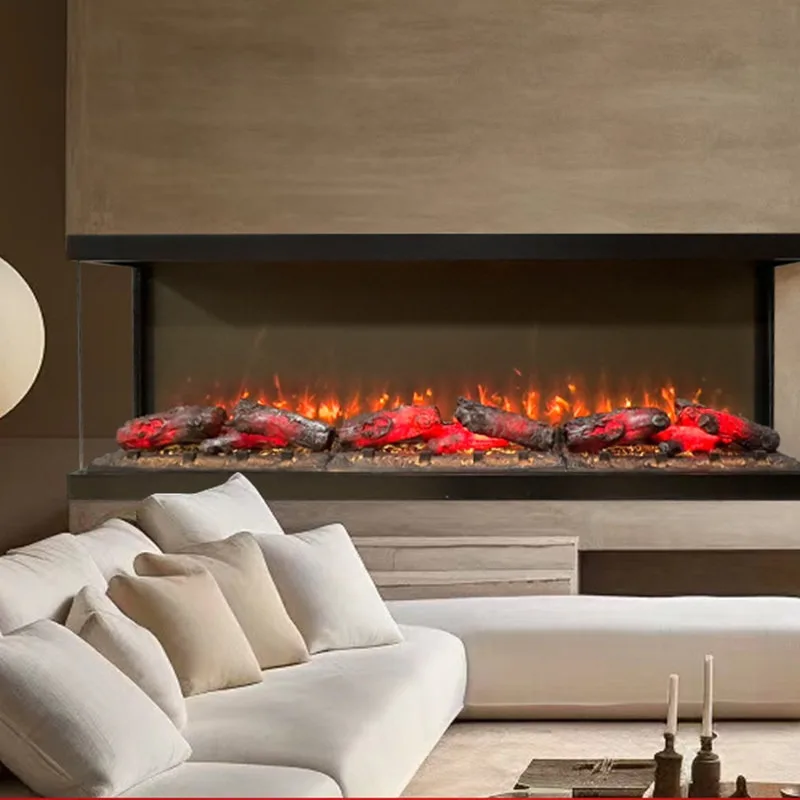 All-glass Three-sided Fireplace Wall-mounted Living Room Trendy European-style Humidifying Atomization Built-in Decorative Home