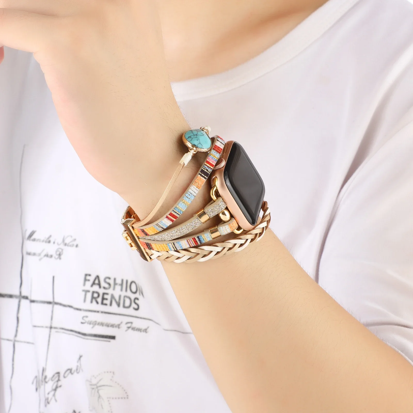 Pulseira de jóias para apple watch ultra 3 49mm 11 10 9 8 7 46mm 45mm 41mm feminino metal estilo boêmio cinto iwatch 6 5 4 se 44mm 40mm