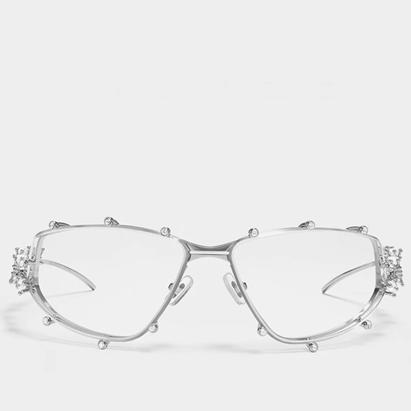 2025 new designer luxury korea gm accessories surround metal irregular TI optical frame unisex couple silver