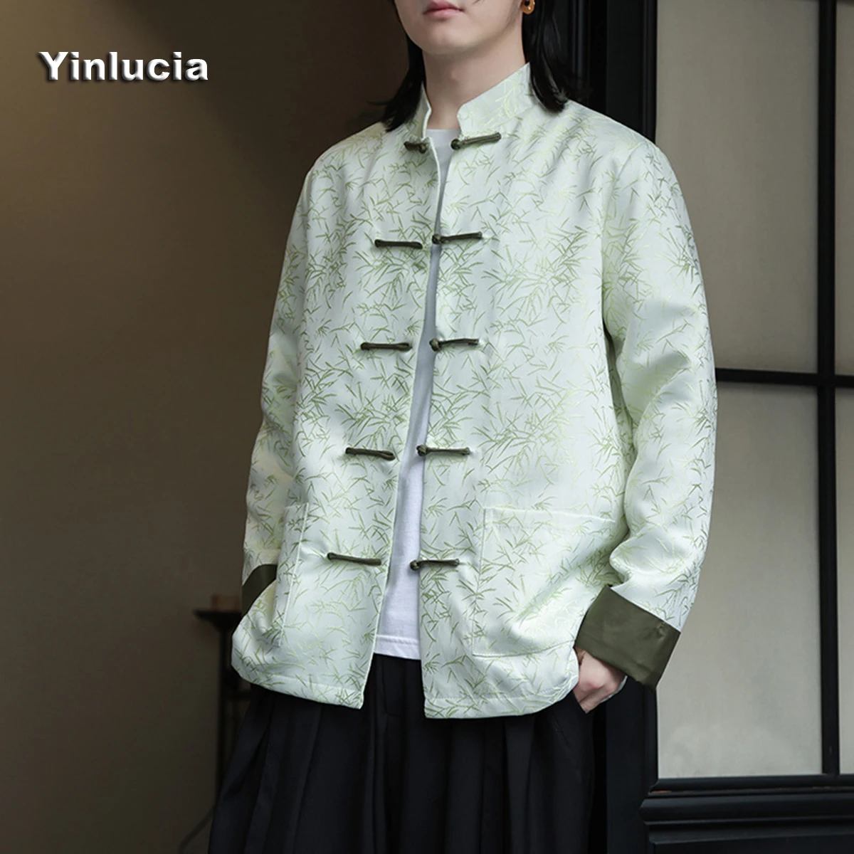 Jacquard Satin Coats Traditional Chinese Buttoned Blouse Chinese Tang Suit Jackets For Man Neutral Vintage Free Shipping Clothes
