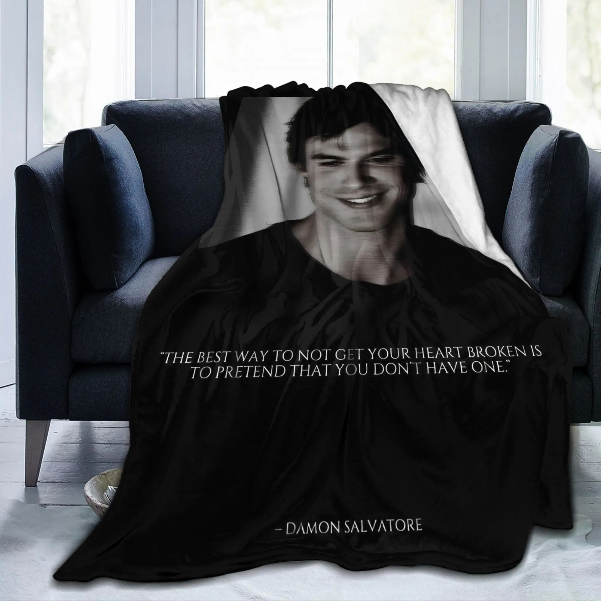 The Vampire Diaries Damon Salvatore Blankets Coral Fleece Plush Decoration Super Soft Throw Blanket for Bed Bedroom Rug Piece