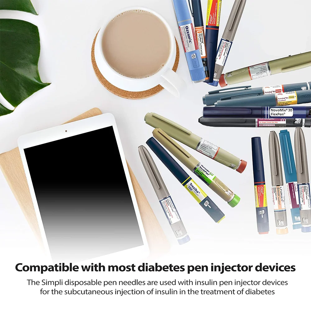 Insulin Pen Refills for Insulin Injection Pens, Individually Packaged, Insulin Pen Needles, Painless Injection Pen Needles, Single-Use, Suitable for Injecting Insulin, Semaglutide, Etc., 4Mm/6Mm/8Mm