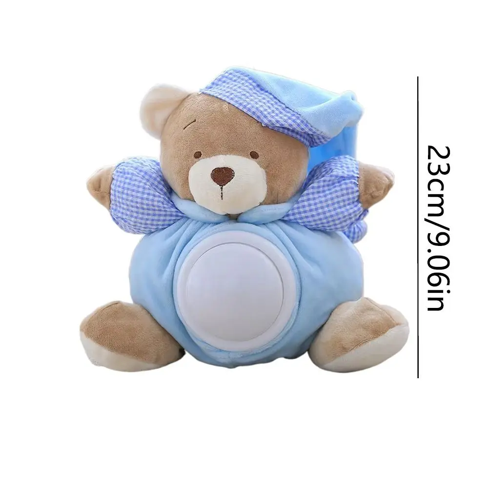 แบบพกพา Musical Appease ของเล่นหมีกดประเภท Soft Sleeping Comfort Bear Interactive Breathing Light Baby Plush ตุ๊กตา Sleep