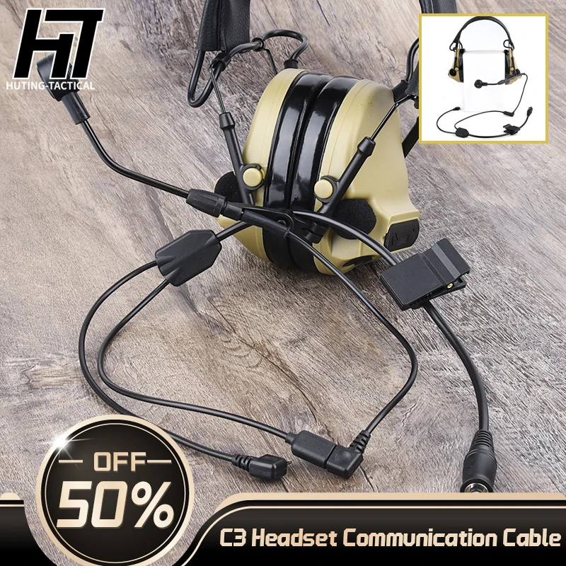 Tactical  WC001 U94 PPT push to talk Communication headset cable for C3 wiress version earphones 7.0 interface airsoft accessori