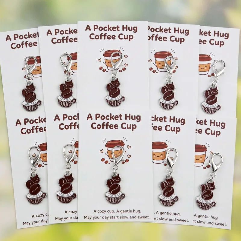 5/10itemA Pocket Hug Coffee Cup Coffee Cup Cat Keychain Set Includes a greeting card with a hug Thanksgiving Day、Halloween、Chris