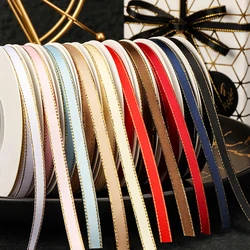 20Yards 6mm Gold Rim Ribbon DIY Material Gift Box Packaging Decorative Birthday Valentines Wedding Baking Bouquet Bow