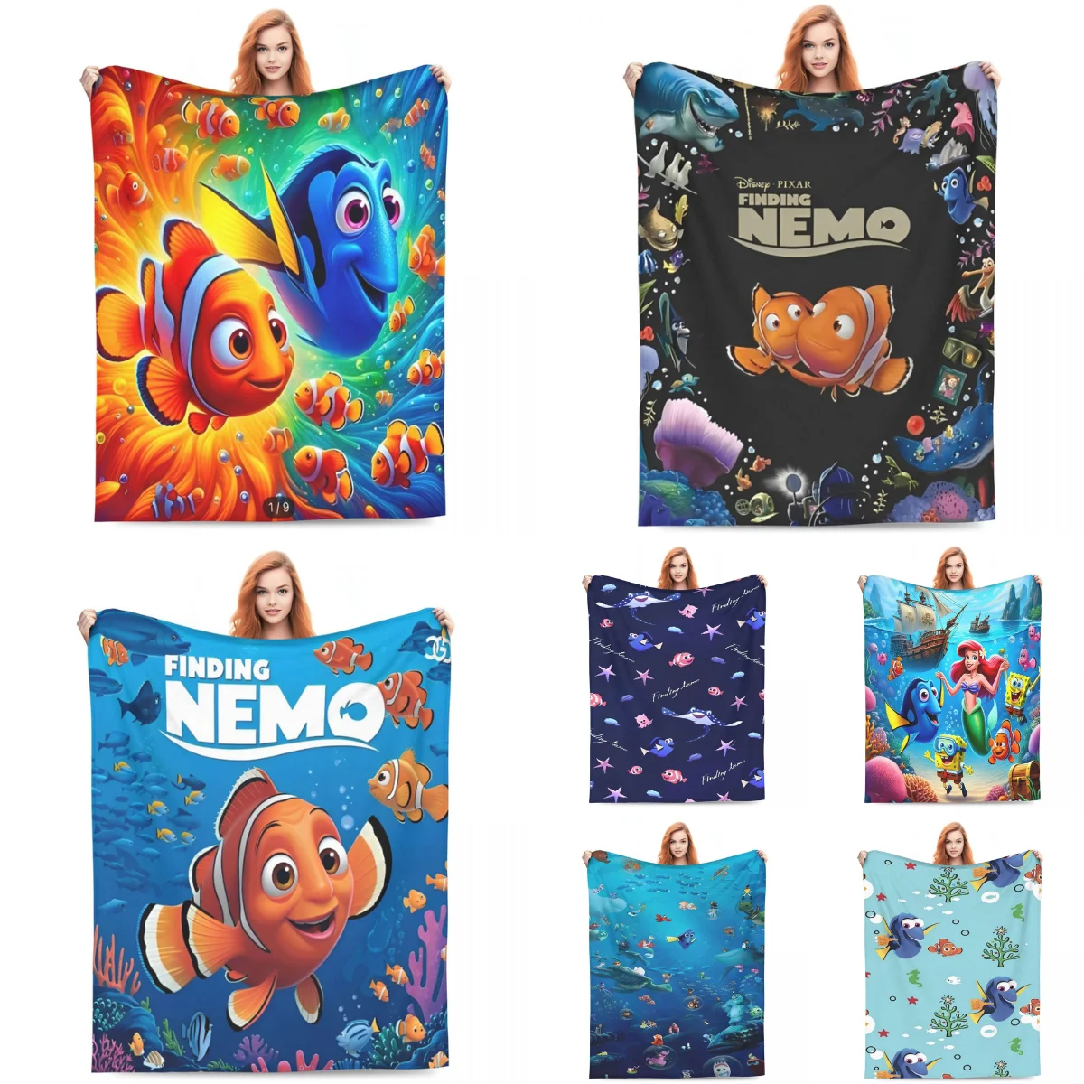 F-Finding Nemo Super Soft Blanket Airplane Travel Plush Throw Blanket Print Couch Bed Flannel Bedspread Sofa Bed Cover