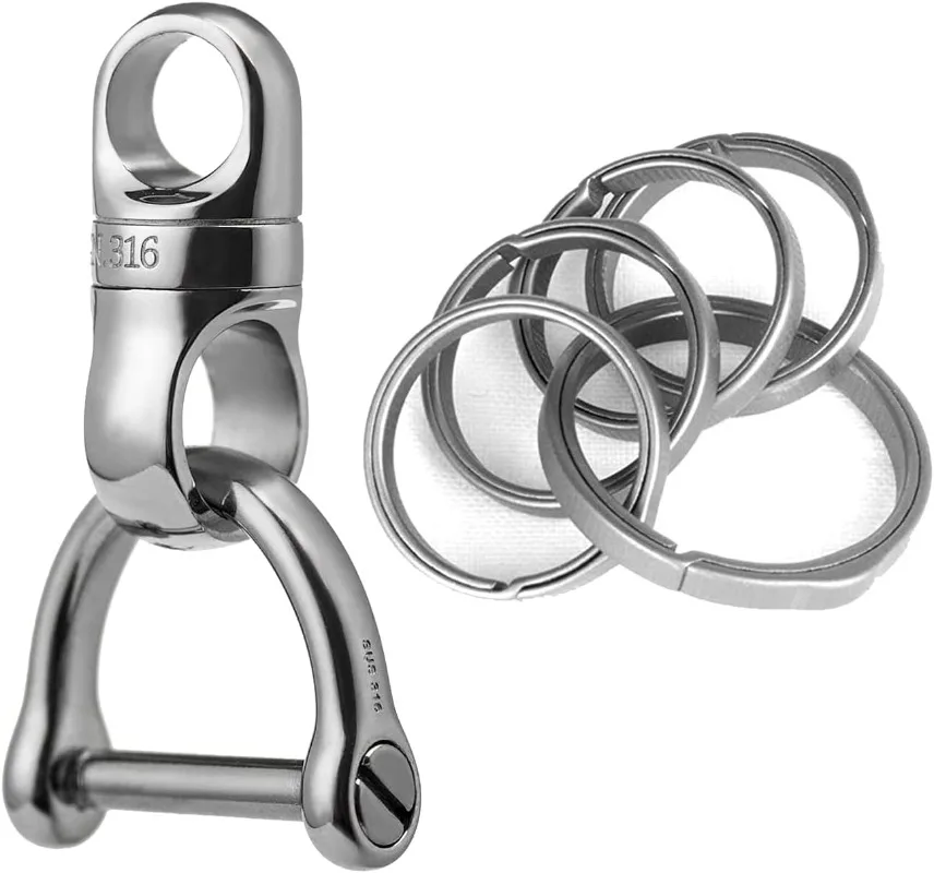 Swivel Key Chain Ring With Side-Pushing Key Chain Rings, Heavy Duty EDC Key Holder, Portable Daily Carry Key Accessory for Men