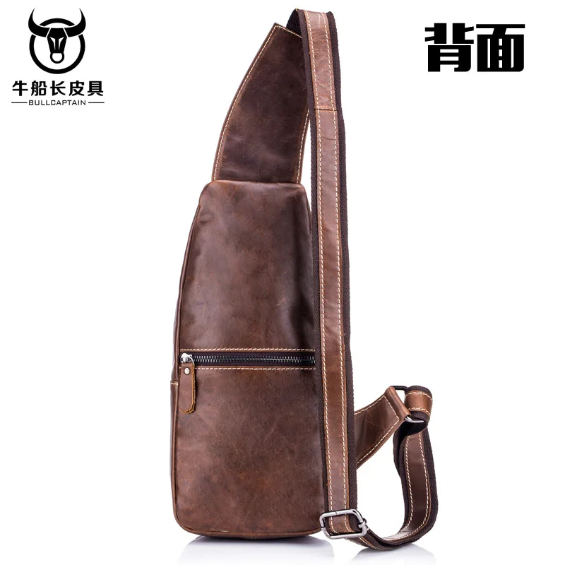 Bolso de pecho de cuero genuino para hombre, bandolera de hombro, informal, a la moda, 100%