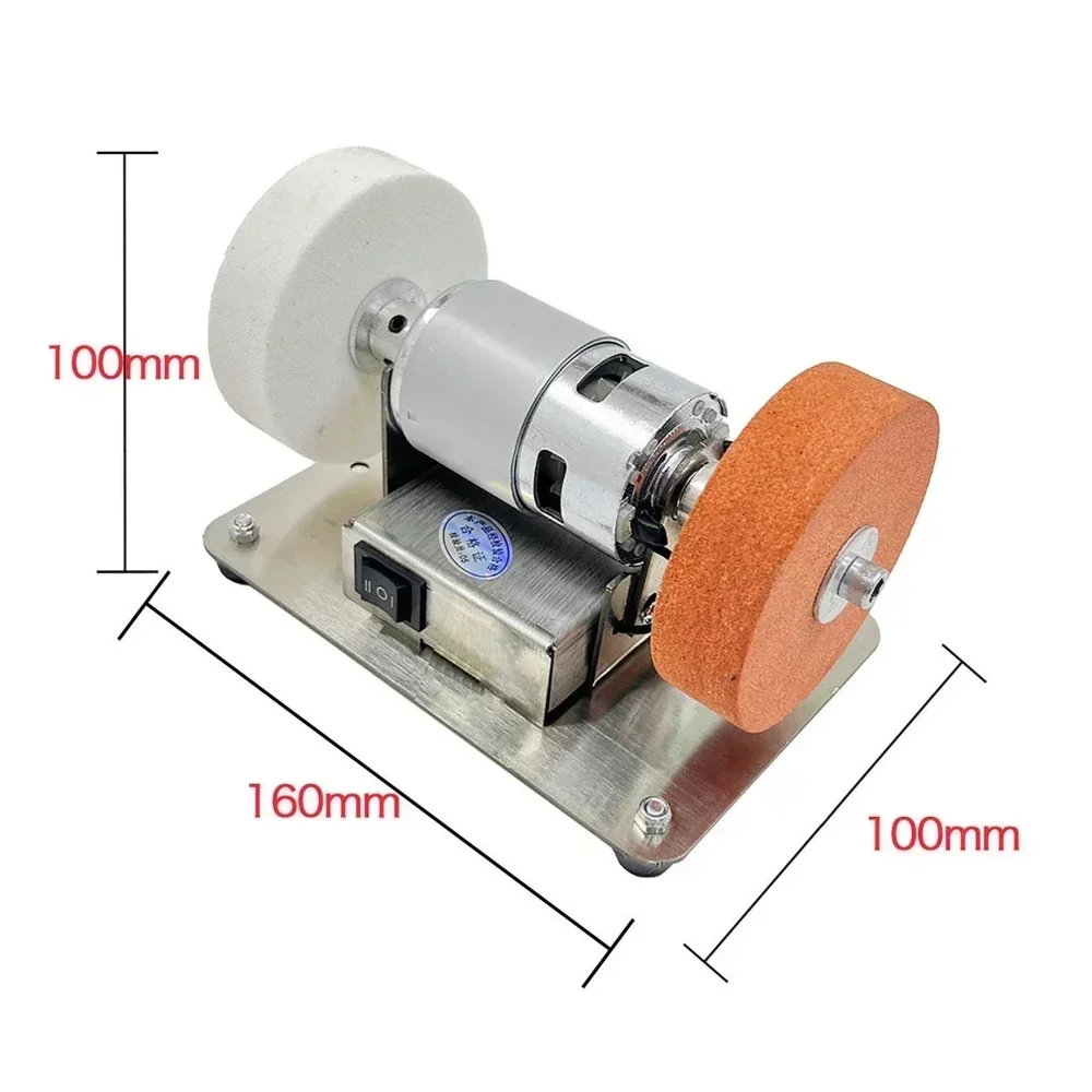 100W มินิเครื่องบดคู่ไฟฟ้าเดสก์ท็อปหยาบและ Fine คู่บดล้อเครื่องขัดเจาะ Burnishing