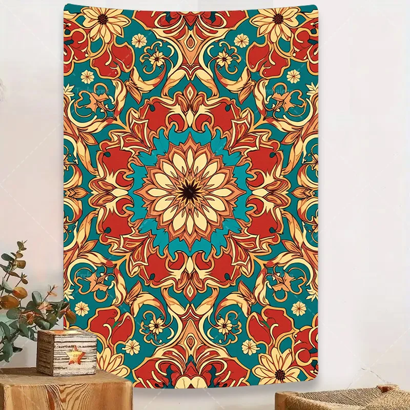 

1pc Wall Tapestry Boho Mandala Tapestry - Vibrant Floral Design for Wall Decor