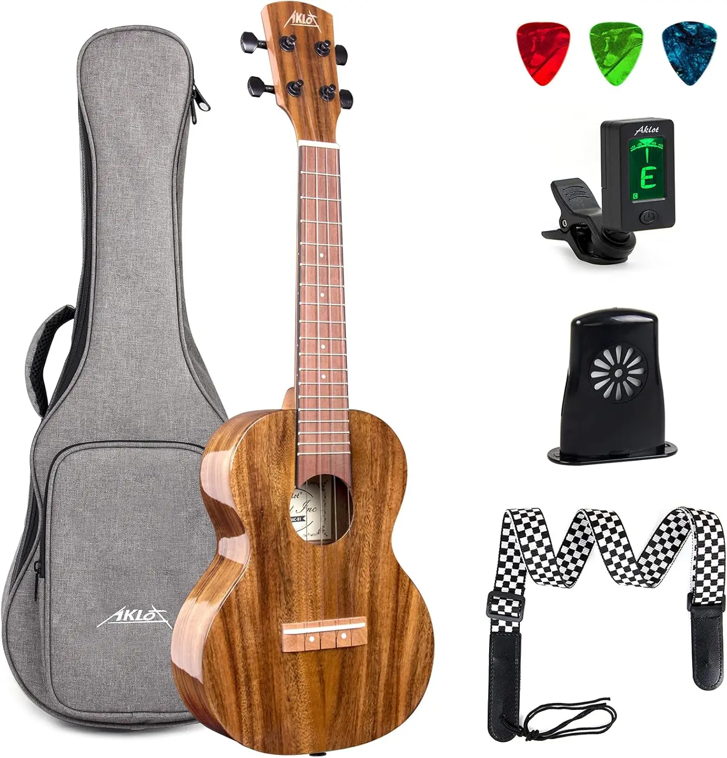 26-Inch Tenor Ukulele, All Solid Acacia Wood, Super Warm Tone, Kit for Professional Beginners and Adults: Includes Free Online Courses, Gig Bag, Strap, Tuner, Picks, Instruction Book, Humidifier, Clean Cloth