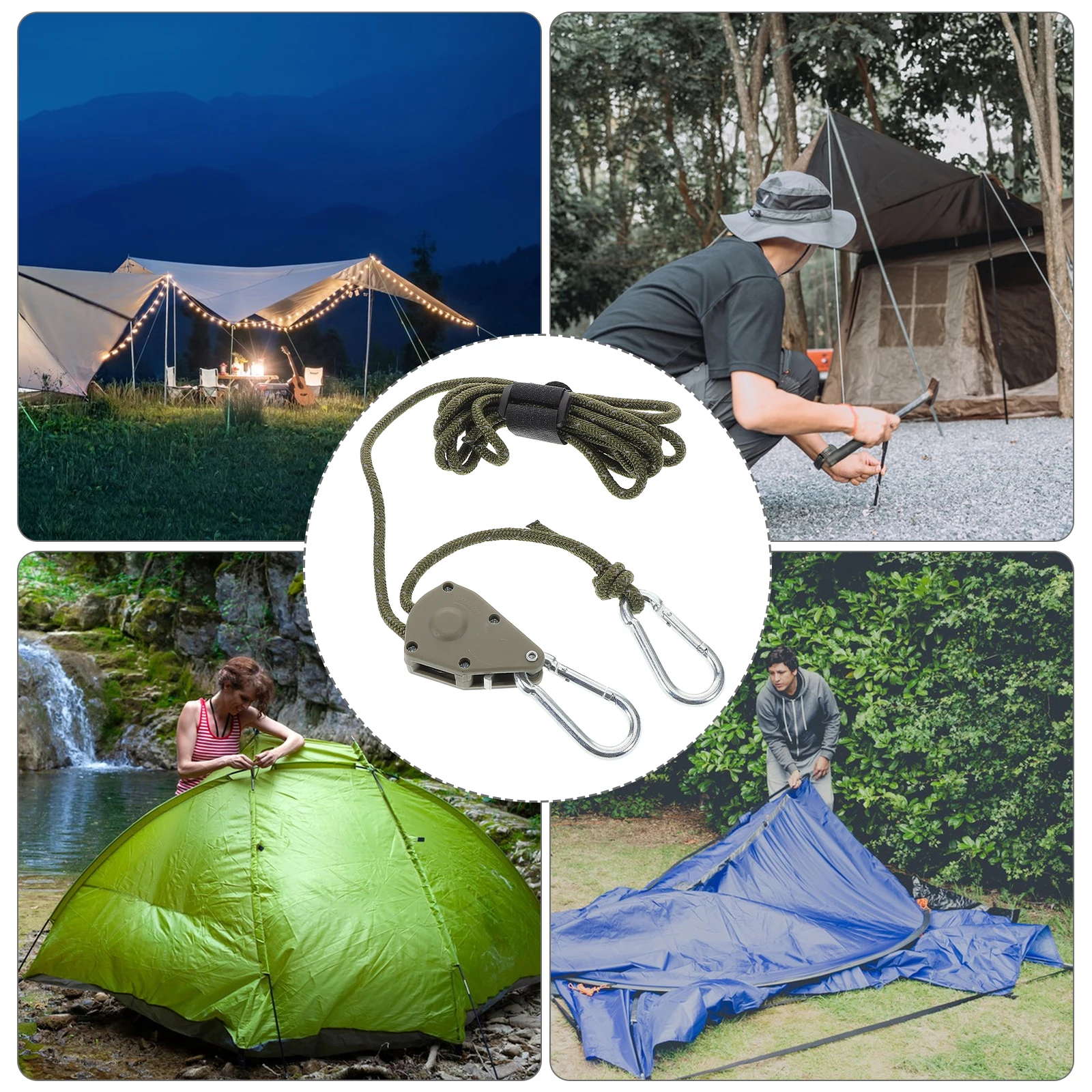 

4pcs Reflective Adjustable Camping Tent Rope Strap Design Secure Strap Windproof Rope Canopy Fixation Outdoor Gear