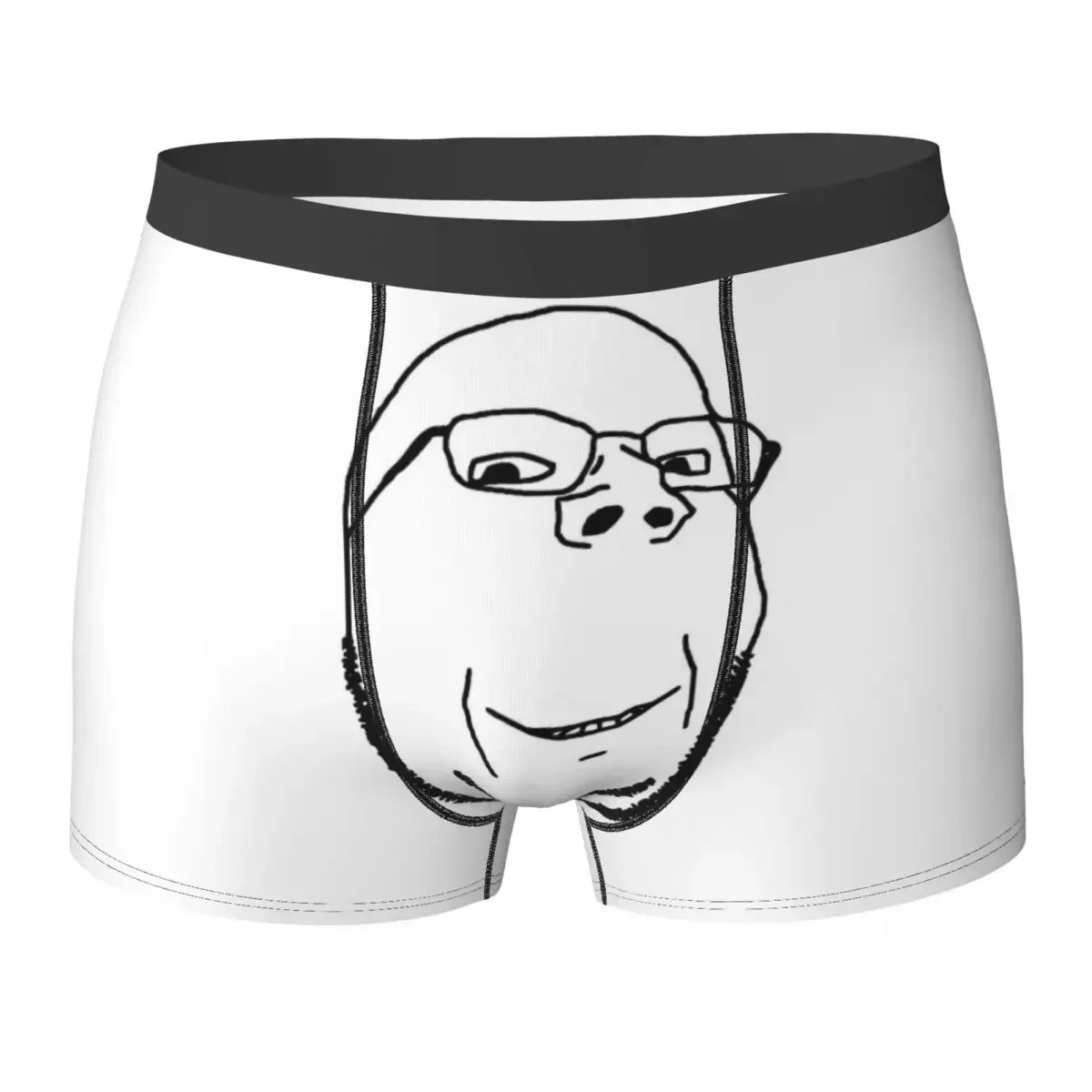 Boxer Underpants Shorts Smiling Wholesome Wojak Soyjak Panties Men Soft Underwear For Homme Man Boyfriend Gift