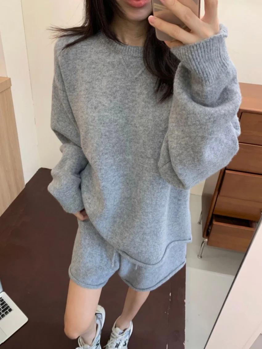 Alien Kitty Office Lady mujeres prendas de punto trajes jerseys elegantes suéteres suaves otoño 2025 dulce nuevo Casual pantalones cortos sueltos de uso diario