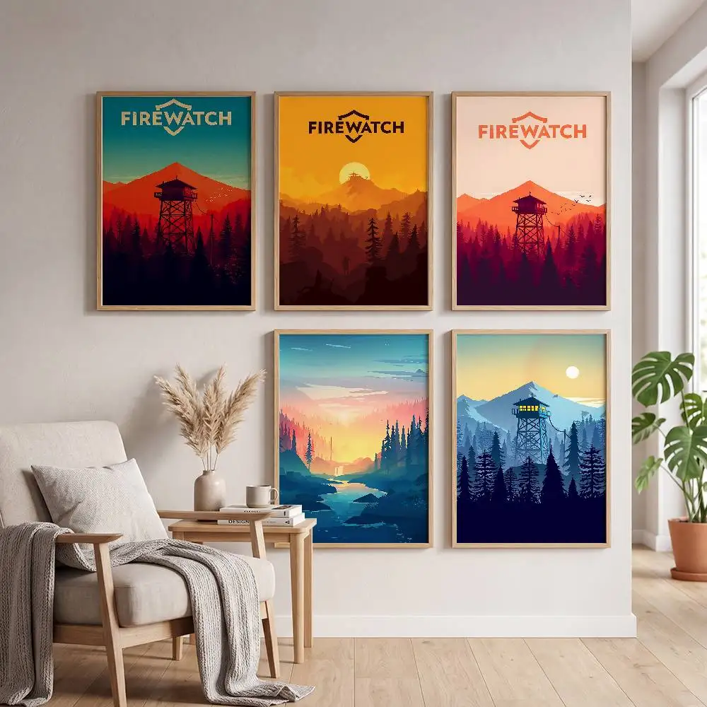 F-Firewatches Game Classic Vintage Poster, selbstklebender Kunst-Aufkleber aus wasserfestem Papier, für Café, Bar, Zimmer, Wanddekoration