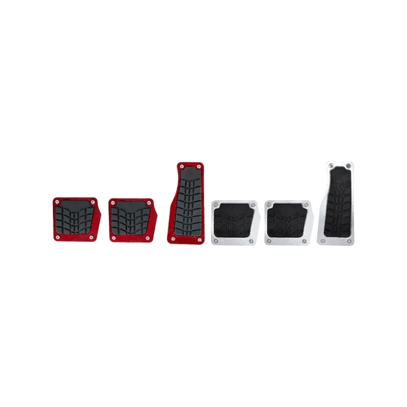 L5BC Vehicle Pedal Pads 3 Piece Manual Transmission Foot Pad Cover Set, Metal Covers with Non Slip Inserts for Everyday Driving