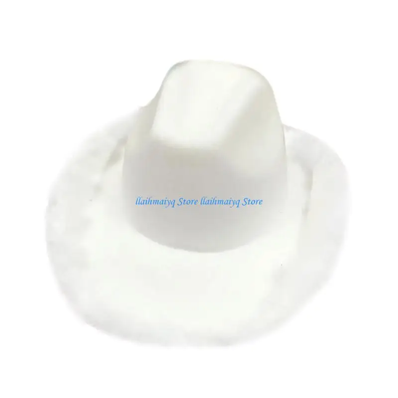 

573B Unisex Cowboy Hat Western Large Brim Hat Fedora Cowboy Thicken Hat