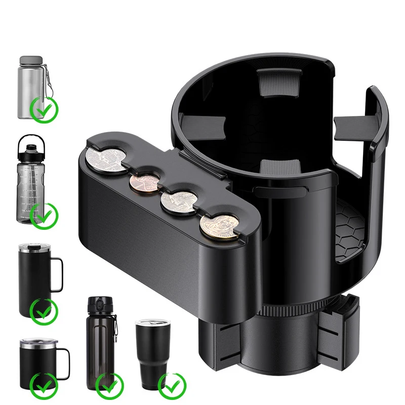 Car Cup Holder Expander with Coin Storage Large Cup Holder Insert for Most Vehicles Multi-Functional Car Holder Bottle Stabilize