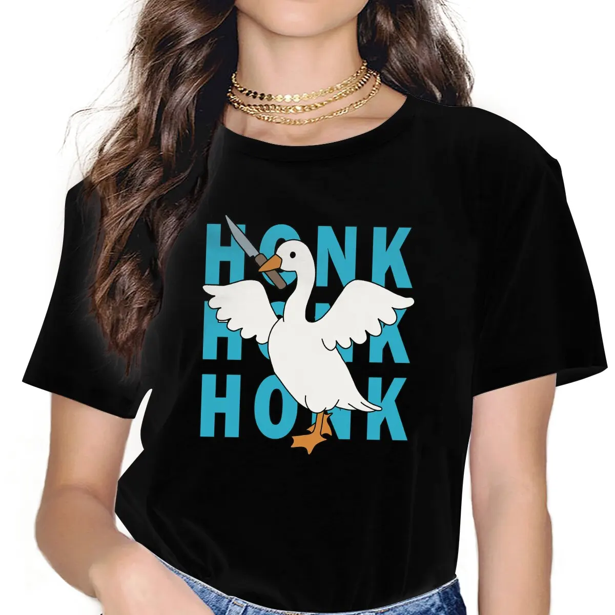 Honk Honk Honk Women Clothing Untitled Goose Game Graphic Female Tshirts Vintage Alternative Loose Tops Tee