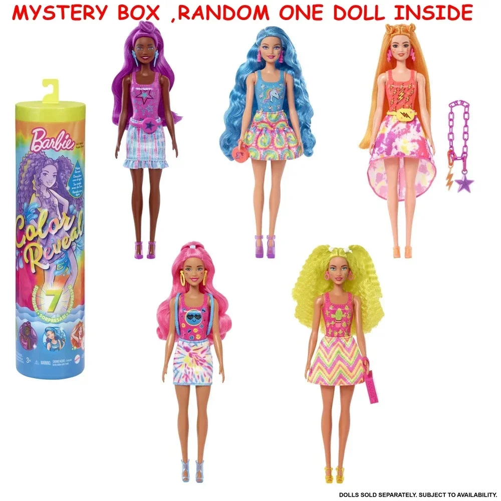 Original Barbie Color Reveal Doll Surprises Water Reveals Color Change or Pet Surprise Top Brand Toys for Girls Christmas Gifts