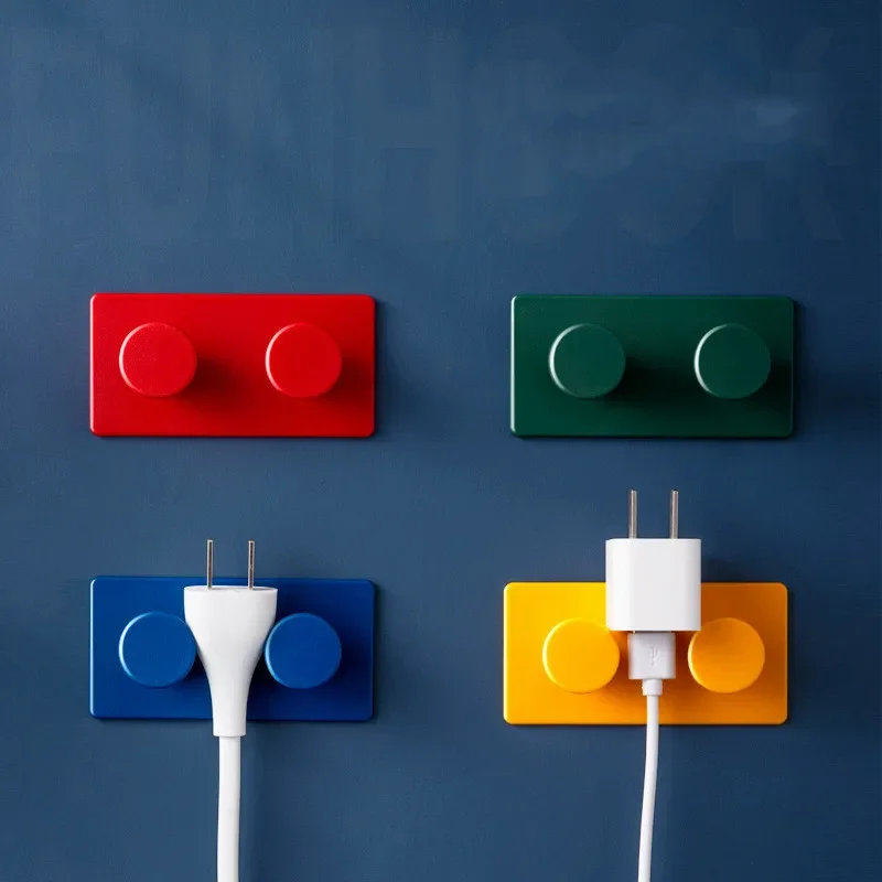 4Pcs DIY Multifunctional Wall Type Seamless Plug Power Cord Storage Hook Sticky Hook Fixing Frame Home Storage Accessories