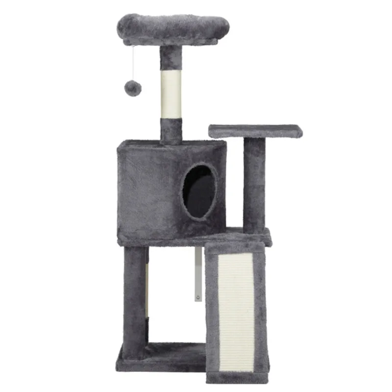 47Inch Dark Gray Scratching Board Ladder House Single Bed Jumping Platform Velvet Sisal Cat Climbing Frame