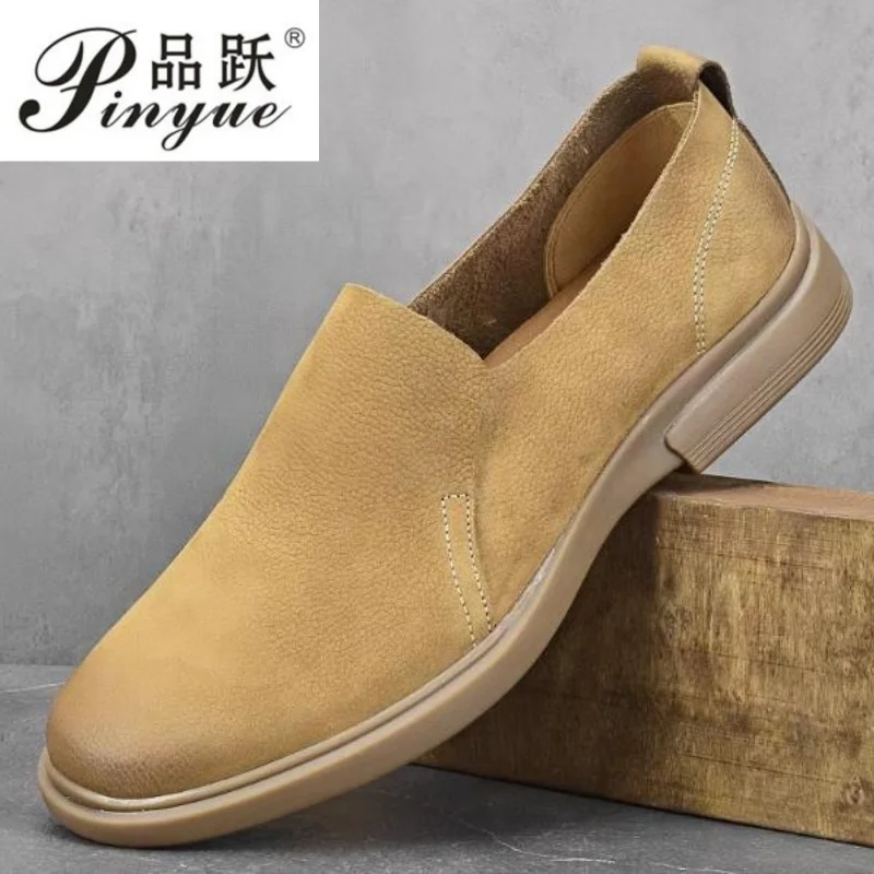 

Мужские повседневные туфли из натуральной кожи - слипоны-лоферы с мягкой резиновой подошвой, дышащие, в ретро-стиле, размеры 37-45