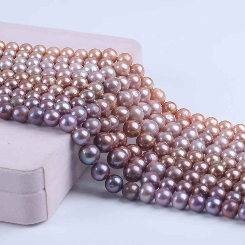 

9-12mm Purple Edison Round Pearl Cultured Fresh Water Natural Freshwater Pearl Strands for Jewelry