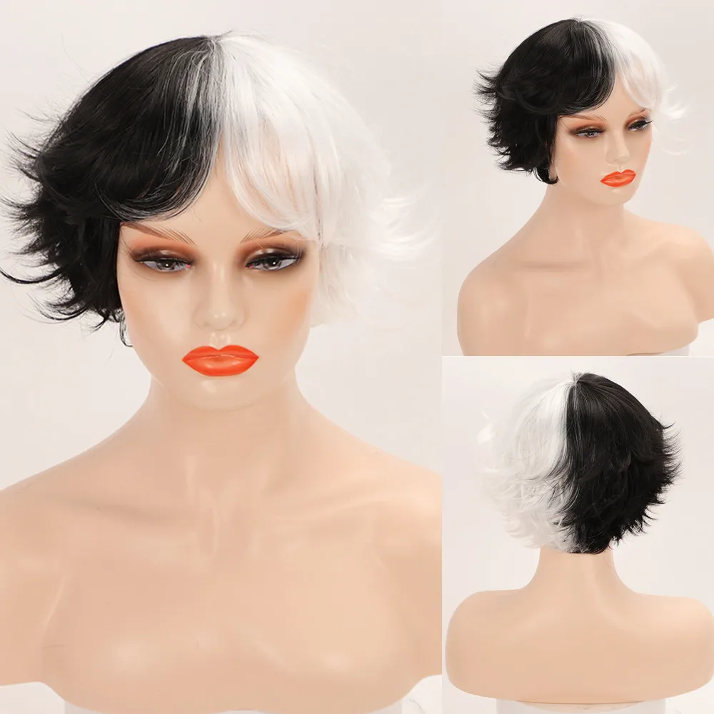 

OUCEY Synthetic Hair Cosplay Wigs Women Cheap Wigs on Sale Clearance Short Pixie Cut Women's Wigs Brown White Black Wig Female