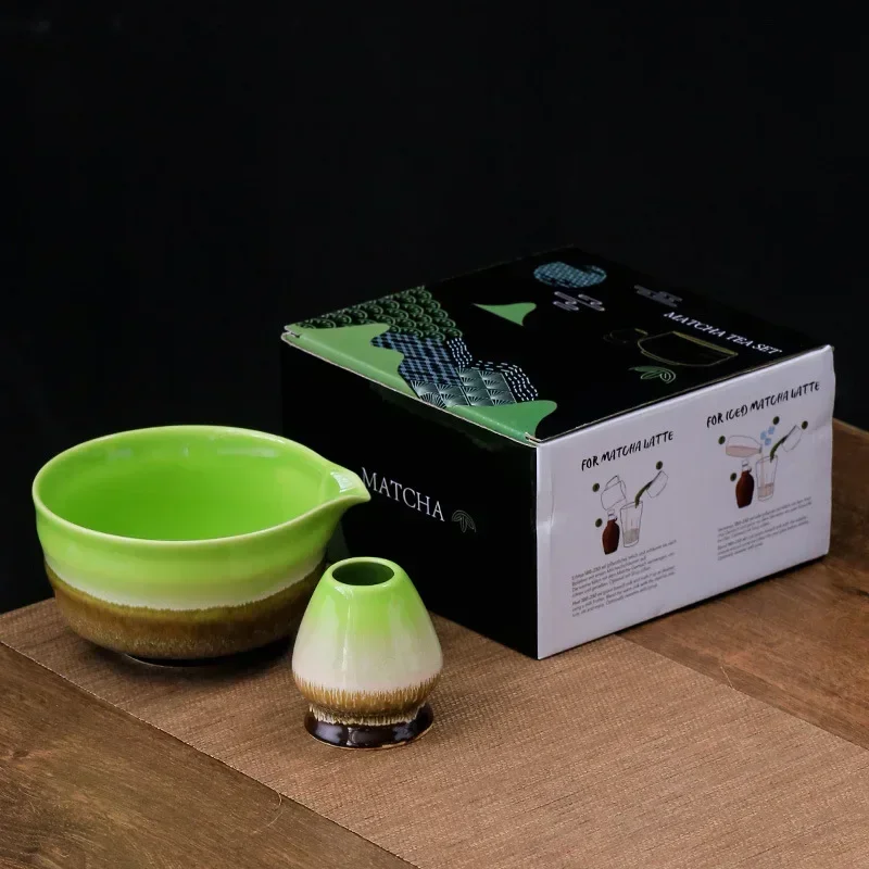 Japanese Matcha Teaware Set 2 Pieces Ceramic Kiln Change Hawkbill Matcha Bowl Tea Brush Risotto Gifts for Tea Culture Lovers