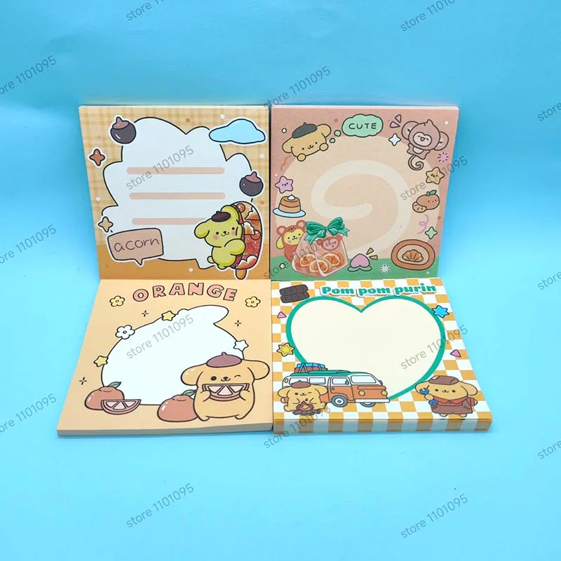 4 pcs/lot Cute Sanrio Pom Pom Purin Memo Pads Sticky Notes Kawaii Stationery Notepad Post Office School Supplies Kids Gift