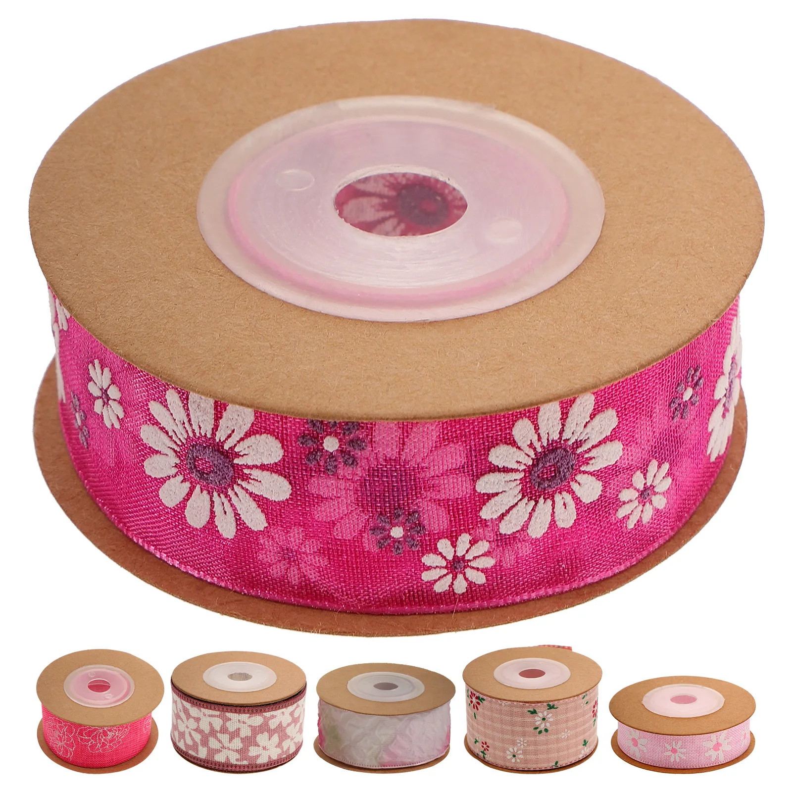 

Festival Clothes Ribbon 6 Rolls Flower Pattern Multi-Function Craft Gift Wrapping DIY Accessories Non-Fading Wear-Resistant