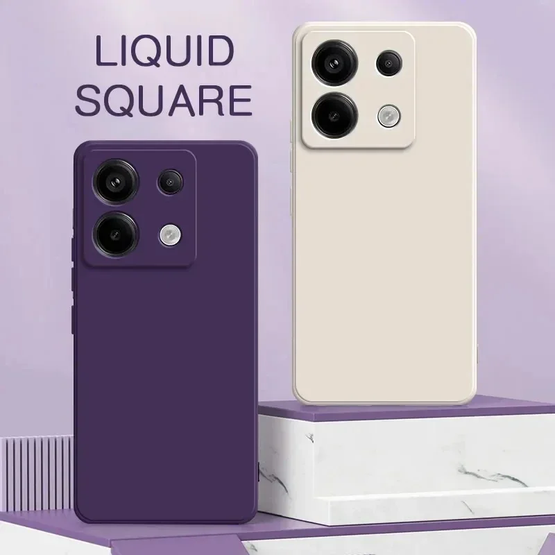 Square Liquid Silicone Case for Xiaomi Redmi Note 14 13 Pro 5g Full Protection Soft Phone Cover Note 14Pro Plus Fundas image 2