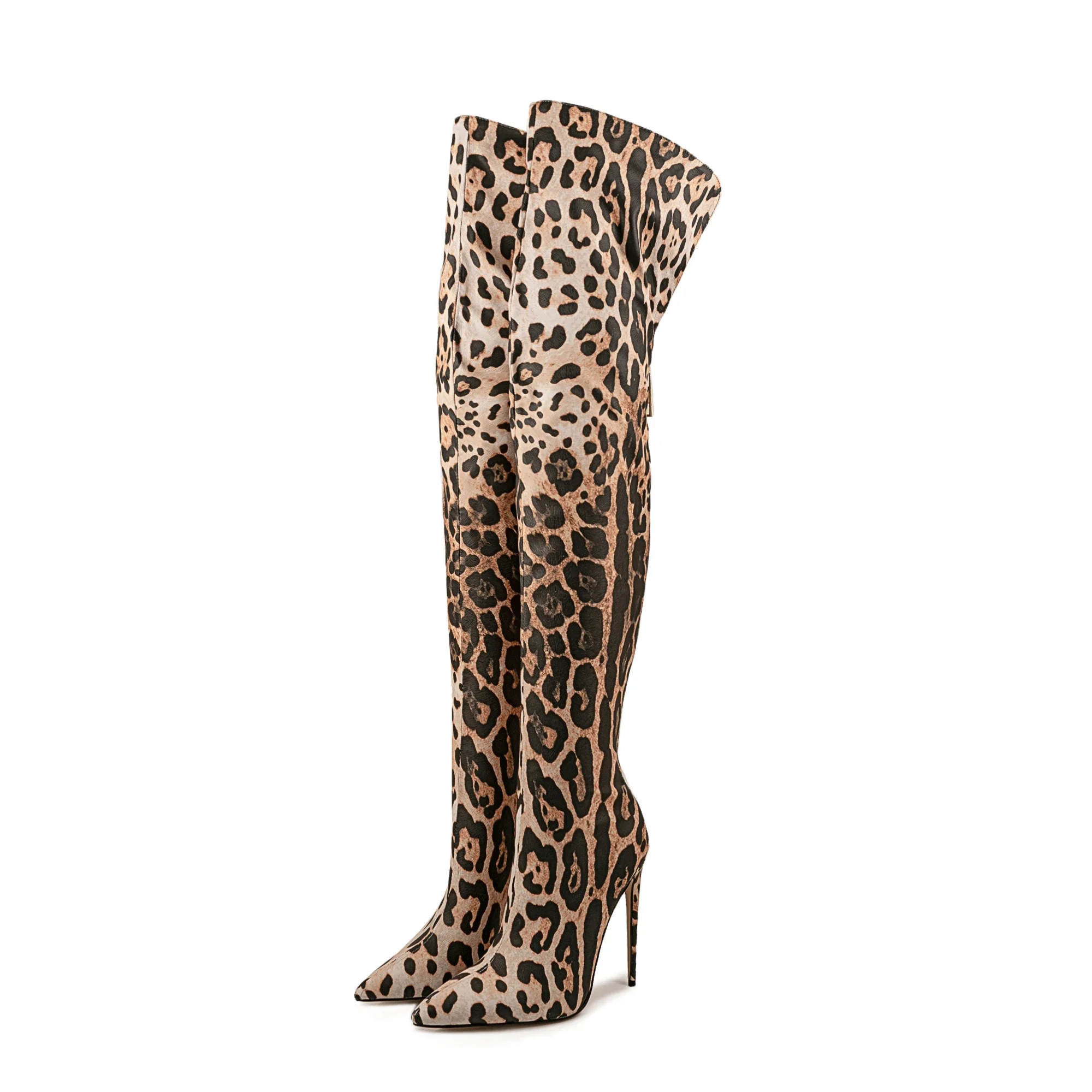 Women Boots European And American Style High With Gradual Change Of Color Leopard Print Rear Zipper Slim Leg Over Knee Boots