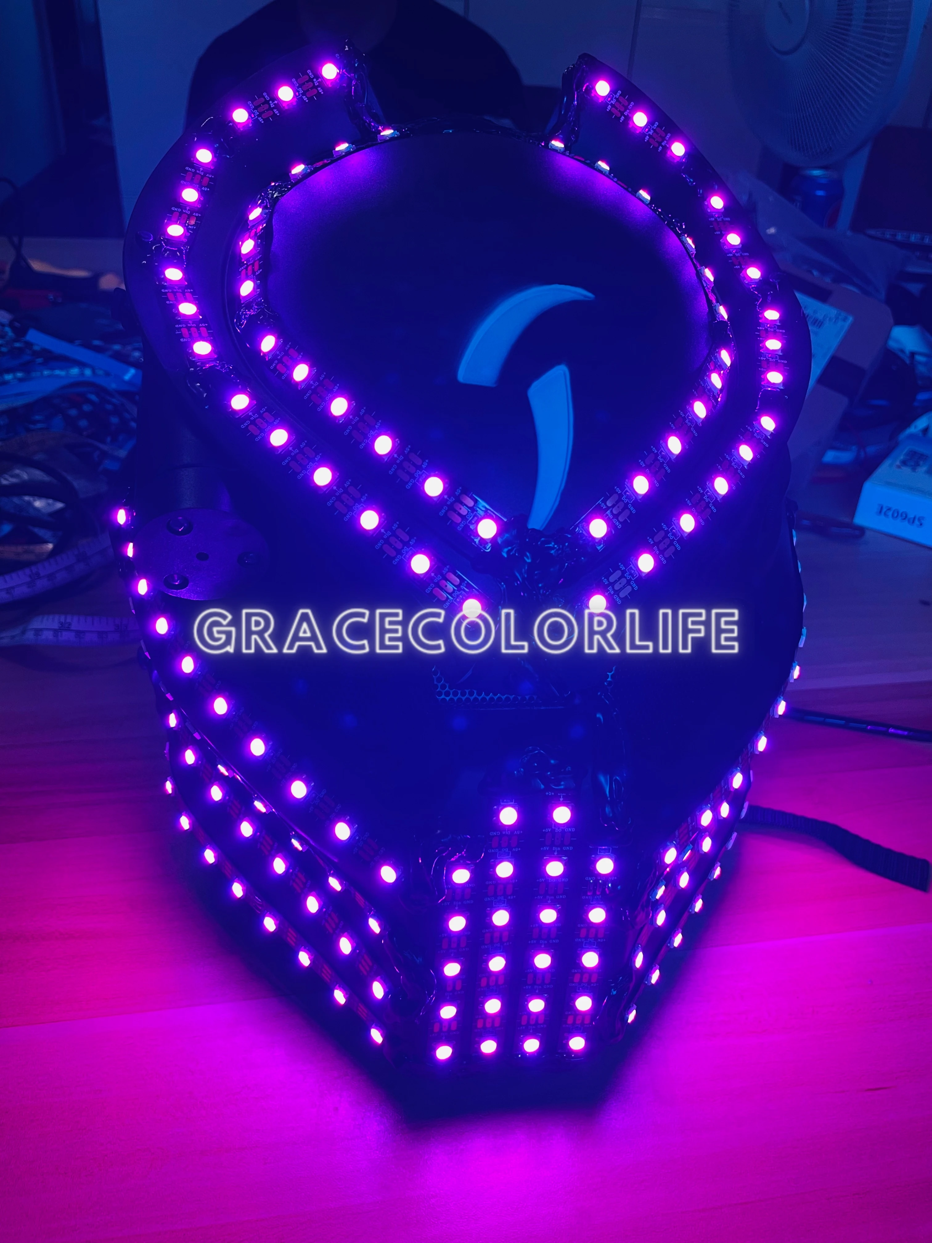 Colorful LED Lights Helmet Holiday Party Stage Performance Bar Nightclub Costume Accessories Robot Helmet Cosplay Mask