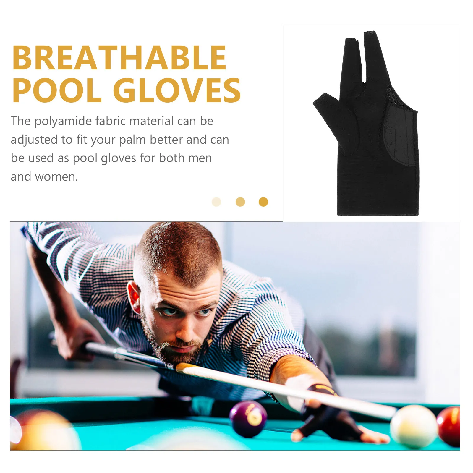 2Pcs Elastic Spandex Pool Gloves Left Hand Three-Finger Open Design for Billiard Hall Smooth Grip Comfort Fit