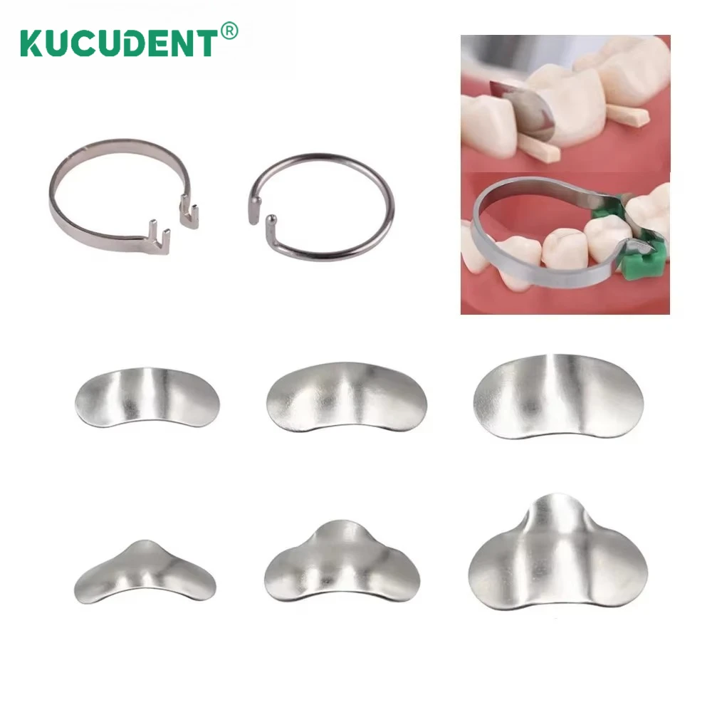 100 pcs Dental Sectional Matrix Contoured System Metal Dentistry Resin Clamping Seperating Ring Autoclavable Dentist Spring Clip