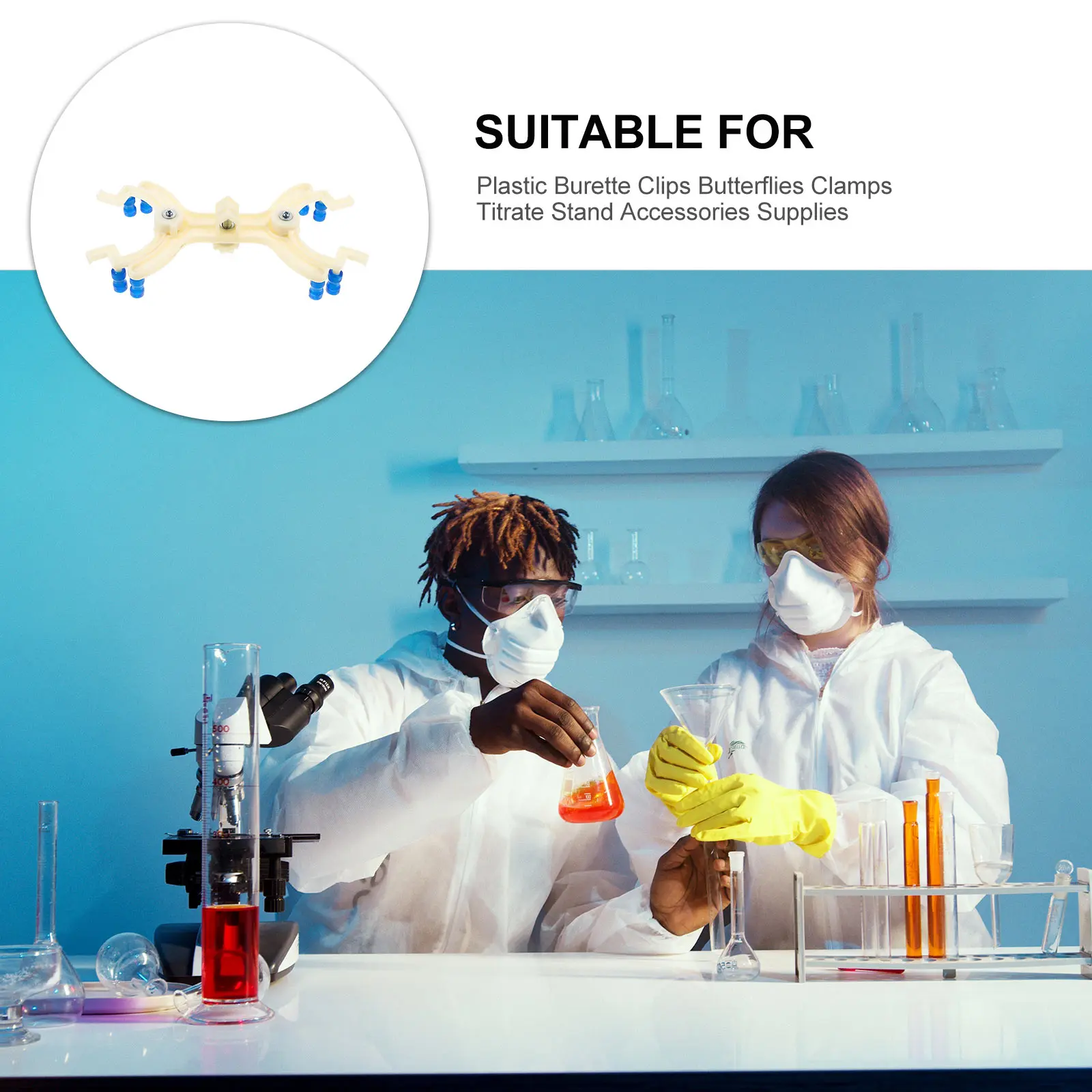 

Titration Clamp Clamps for Lab Laboratory Double Buret Experiment Clip Plastic Bracket