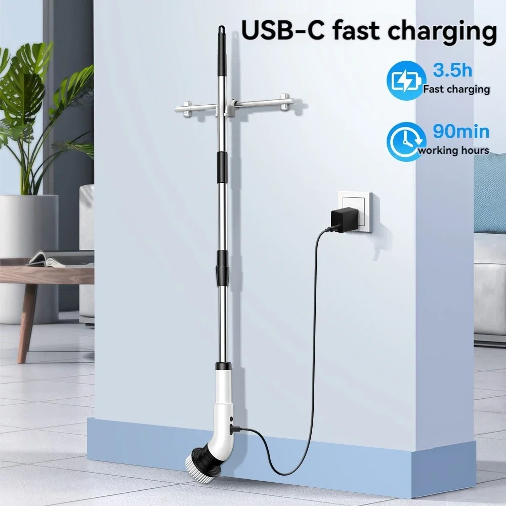 Электрическая щетка для чистки Xiaomi 9-в-1, беспроводная телескопическая ручная бытовая кухонная пол, ванная комната, скруббер с 9 головками