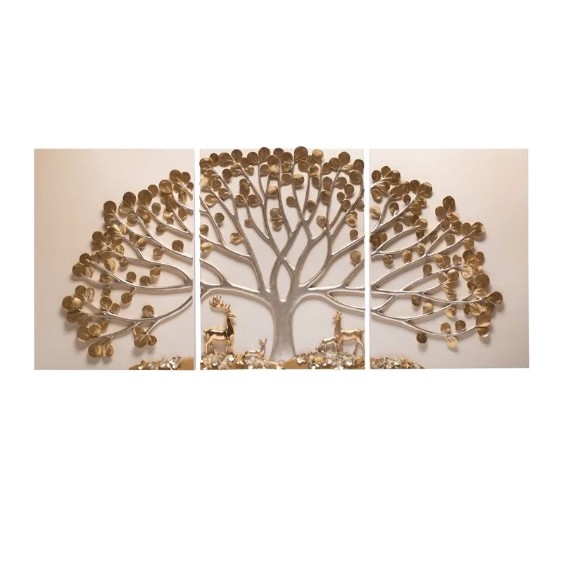 Simple 3D three-dimensional relief hanging painting living room decorative painting new Chinese triptych