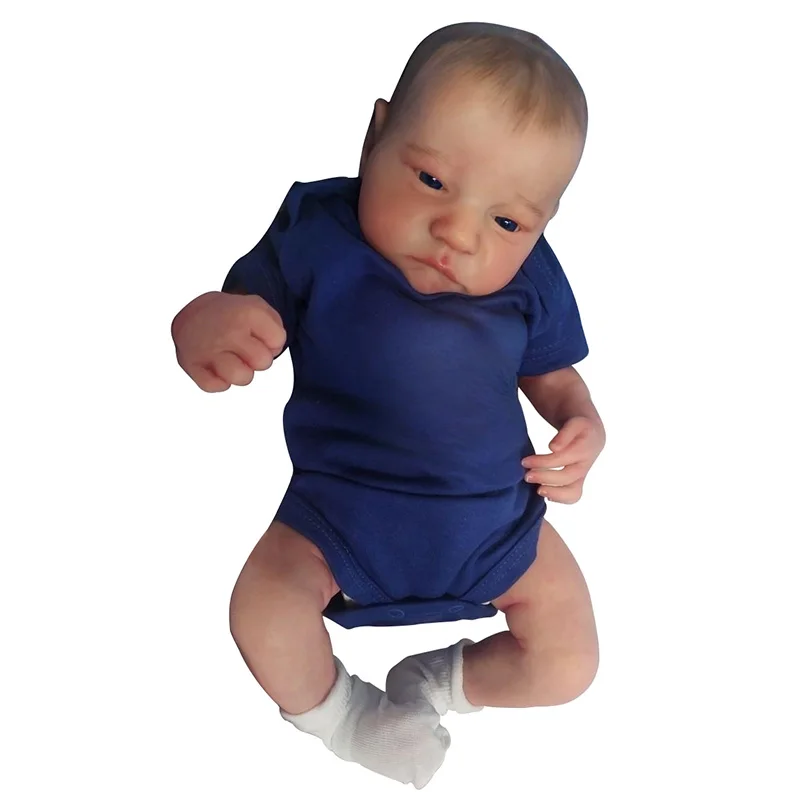 Levi-Muñeca Reborn de cuerpo de tela suave de 19 pulgadas, pintura realista de múltiples capas, piel 3D, venas visibles, muñeca artística coleccionable